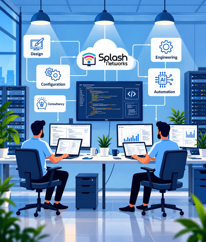 Network engineers working on design, consultancy, configuration and automation